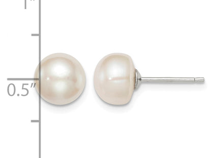 Sterling silver pearl earrings, further view