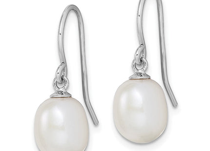 Sterling silver pearl teardrop drop earrings, alternate view