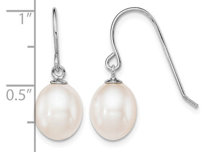 Sterling silver pearl teardrop drop earrings, further view