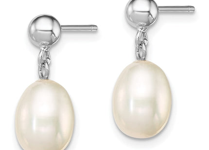 Sterling silver pearl drop earrings, alternate view