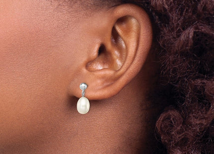 Sterling silver pearl drop earrings, another view