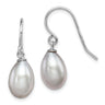 Sterling Silver Rhodium-plated Grey 8- Rice Freshwater Cultured Pearl Dangle Earrings