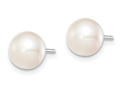 Sterling silver pearl earrings, alternate view