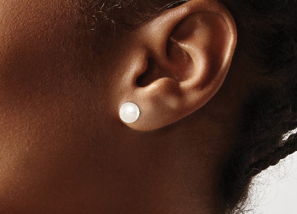 Sterling silver pearl earrings, another view