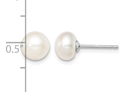 Sterling silver pearl earrings, further view