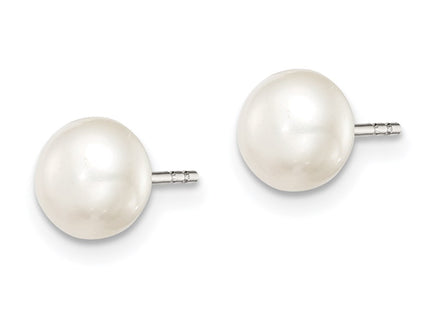 Sterling silver pearl earrings, alternate view