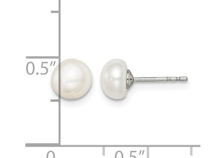 Sterling silver pearl earrings, further view