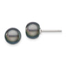 Sterling Silver Rhodium-plated 8- Black Button Freshwater Cultured Pearl Post Earrings