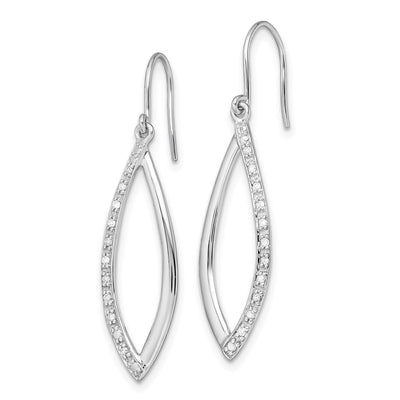 Sterling Silver Rhodium Diam. Dangle Earrings, 42 x 10mm