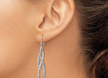 Sterling Silver Rhodium Diam. Dangle Earrings (Style QE7826)
