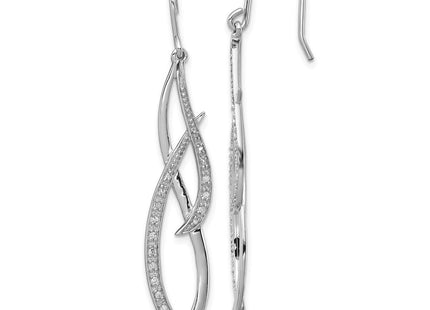 Sterling Silver Rhodium Diam. Dangle Earrings (Style QE7826)