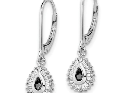 Sterling silver diamond drop earrings, alternate view
