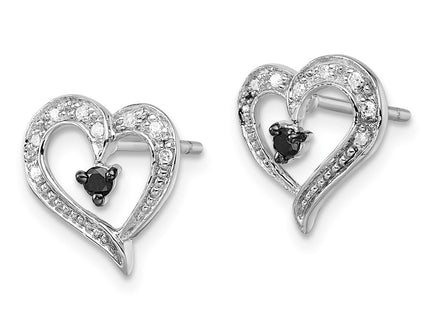 Sterling silver diamond heart earrings, alternate view