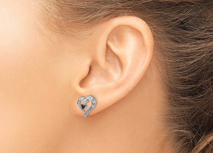 Sterling silver diamond heart earrings, another view