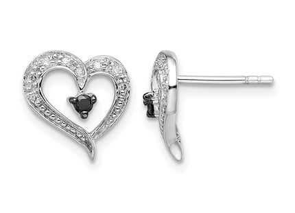Sterling silver diamond heart earrings