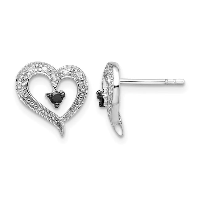 Sterling silver diamond heart earrings