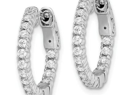Sterling Shimmer Sterling Silver Rhodium-plated 34 Stone CZ In and Out Round Hinged Hoop Earrings