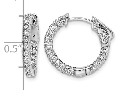 Sterling Shimmer Sterling Silver Rhodium-plated 34 Stone CZ In and Out Round Hinged Hoop Earrings