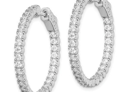 Sterling Shimmer Sterling Silver Rhodium-plated 60 Stone CZ In and Out Round Hinged Hoop Earrings, 28.6 x 29mm