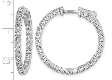 Sterling Shimmer Sterling Silver Rhodium-plated 60 Stone CZ In and Out Round Hinged Hoop Earrings, 28.6 x 29mm