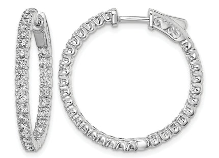 Sterling Shimmer Sterling Silver Rhodium-plated 60 Stone CZ In and Out Round Hinged Hoop Earrings, 28.6 x 29mm