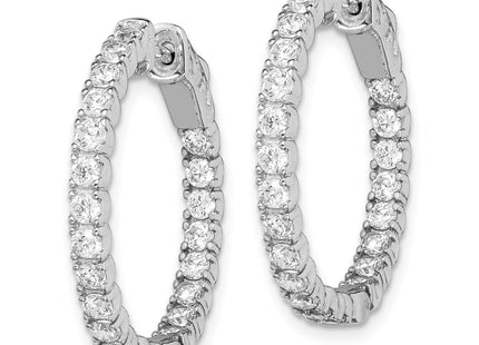 Sterling Shimmer Sterling Silver Rhodium-plated 44 Stone CZ In and Out Round Hinged Hoop Earrings
