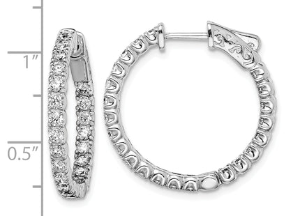 Sterling Shimmer Sterling Silver Rhodium-plated 44 Stone CZ In and Out Round Hinged Hoop Earrings
