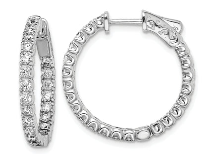 Sterling Shimmer Sterling Silver Rhodium-plated 44 Stone CZ In and Out Round Hinged Hoop Earrings