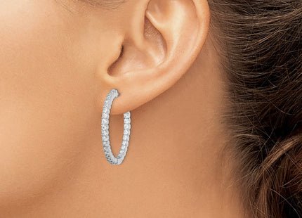 Sterling silver cubic zirconia hoop earrings, another view