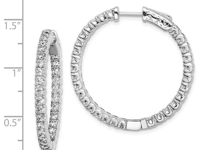 Sterling silver cubic zirconia hoop earrings, further view