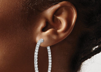 Sterling silver cubic zirconia hoop earrings, another view