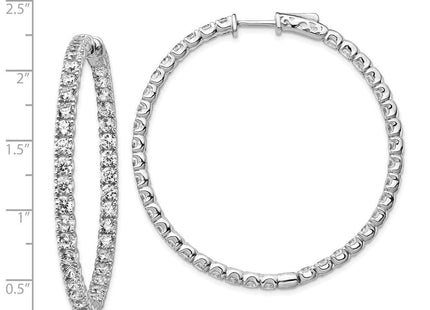 Sterling silver cubic zirconia hoop earrings, further view
