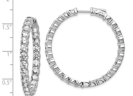 Sterling Shimmer Sterling Silver Rhodium-plated 50 Stone CZ In and Out Round Hinged Hoop Earrings (Style QE7970)
