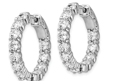 Sterling Shimmer Sterling Silver Rhodium-plated 24 Stone CZ In and Out Round Hinged Hoop Earrings