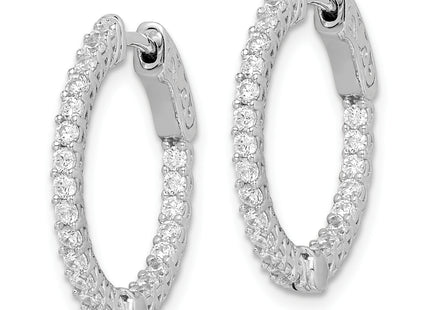 Sterling Shimmer Sterling Silver Rhodium-plated 46 Stone CZ In and Out Round Hinged Hoop Earrings