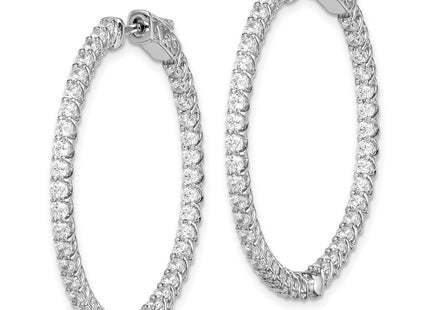 Sterling Shimmer Sterling Silver Rhodium-plated 78 Stone CZ In and Out Round Hinged Hoop Earrings, 37.75 x 37.75mm (7982
