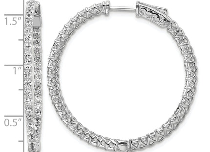 Sterling Shimmer Sterling Silver Rhodium-plated 78 Stone CZ In and Out Round Hinged Hoop Earrings, 37.75 x 37.75mm (7982