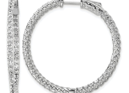 Sterling Shimmer Sterling Silver Rhodium-plated 78 Stone CZ In and Out Round Hinged Hoop Earrings, 37.75 x 37.75mm (7982