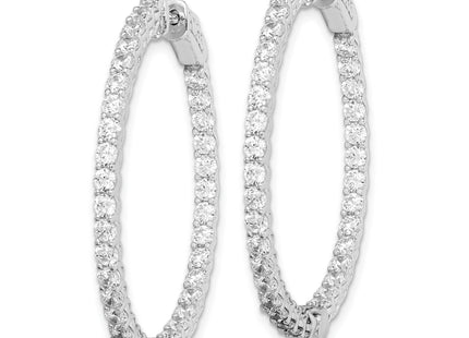 Sterling Shimmer Sterling Silver Rhodium-plated 70 Stone CZ In and Out Round Hinged Hoop Earrings, 36.5 x 35.5mm