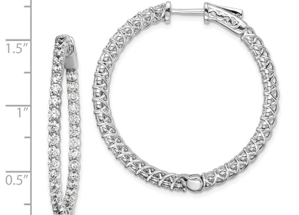 Sterling Shimmer Sterling Silver Rhodium-plated 70 Stone CZ In and Out Round Hinged Hoop Earrings, 36.5 x 35.5mm