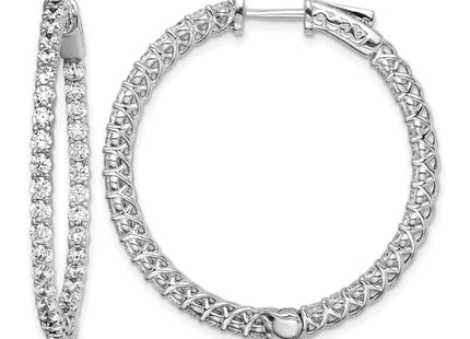 Sterling Shimmer Sterling Silver Rhodium-plated 70 Stone CZ In and Out Round Hinged Hoop Earrings, 36.5 x 35.5mm