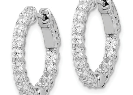 Sterling Shimmer Sterling Silver Rhodium-plated 26 Stone CZ In and Out Round Hinged Hoop Earrings, 20.5 x 21.5mm
