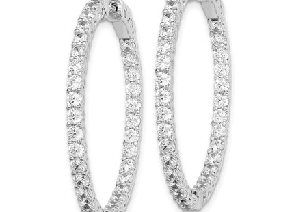 Sterling Shimmer Sterling Silver Rhodium-plated 66 Stone CZ In and Out Round Hinged Hoop Earrings, 36.5 x 36.5mm