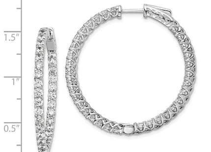 Sterling Shimmer Sterling Silver Rhodium-plated 66 Stone CZ In and Out Round Hinged Hoop Earrings, 36.5 x 36.5mm