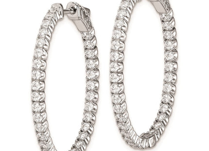 Sterling silver cubic zirconia oval hoop earrings, alternate view