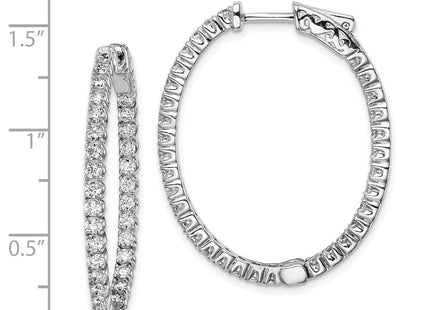Sterling silver cubic zirconia oval hoop earrings, further view