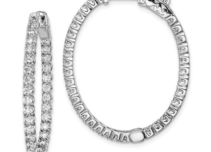 Sterling silver cubic zirconia oval hoop earrings