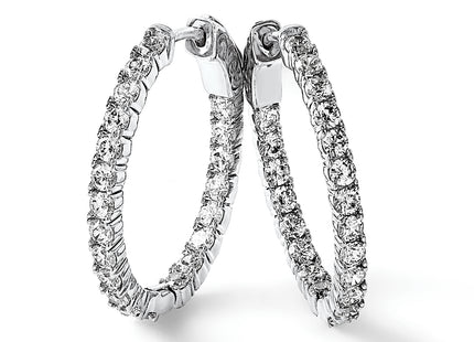 Sterling Shimmer Black Rhodium-plated 42 Stone CZ In and Out Oval Hinged Hoop Earrings