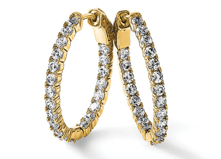 Sterling Shimmer Sterling Silver Gold-tone Flash Gold-plated 42 Stone CZ In and Out Oval Hinged Hoop Earrings
