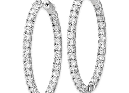 Sterling Shimmer Sterling Silver Rhodium-plated 66 Stone CZ In and Out Oval Hinged Hoop Earrings, 46 x 36mm
